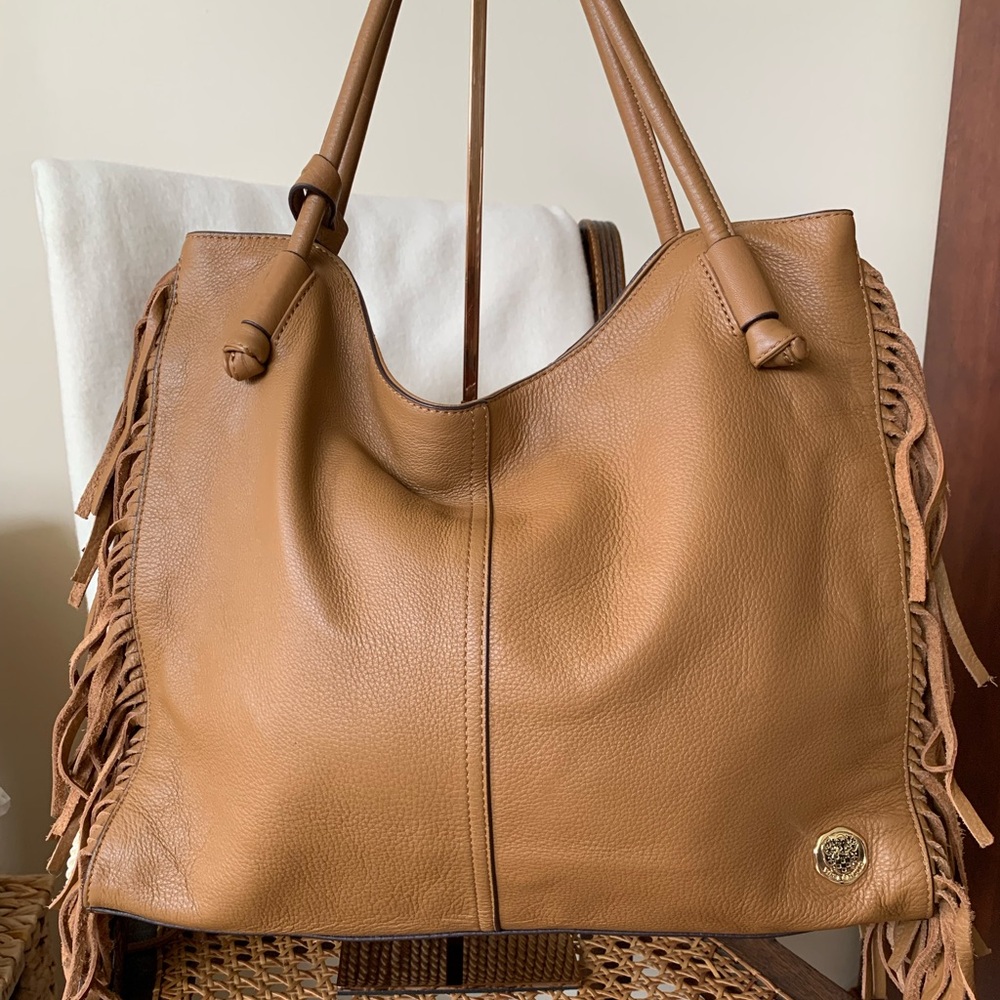 Vince Camuto RAE pebbled leather shoulder bag.